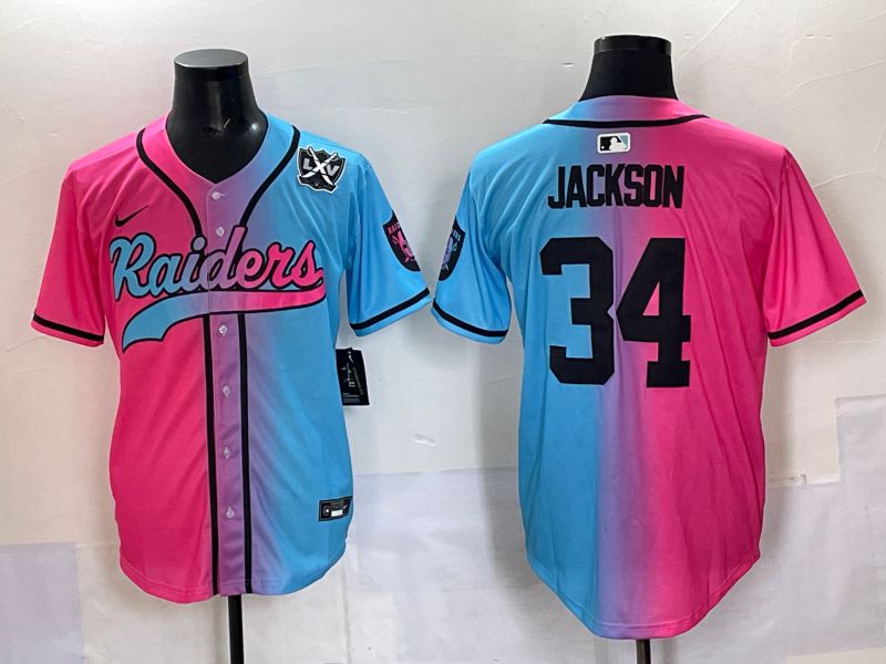 Men 2025 Oakland Raiders #34 Jackson Blue pink Nike Limited NFL Jersey 007->oakland raiders->NFL Jersey